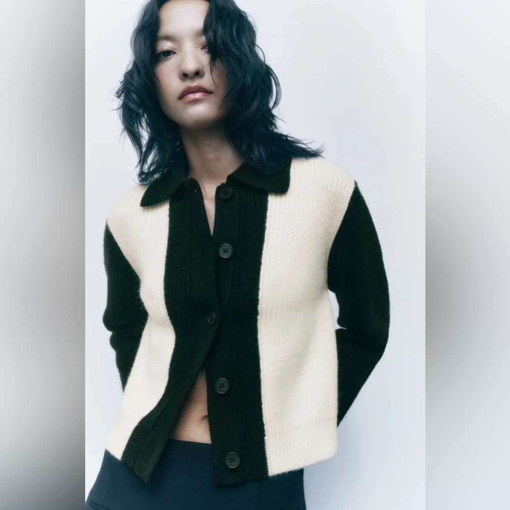 Zara contrasting button up cardigan